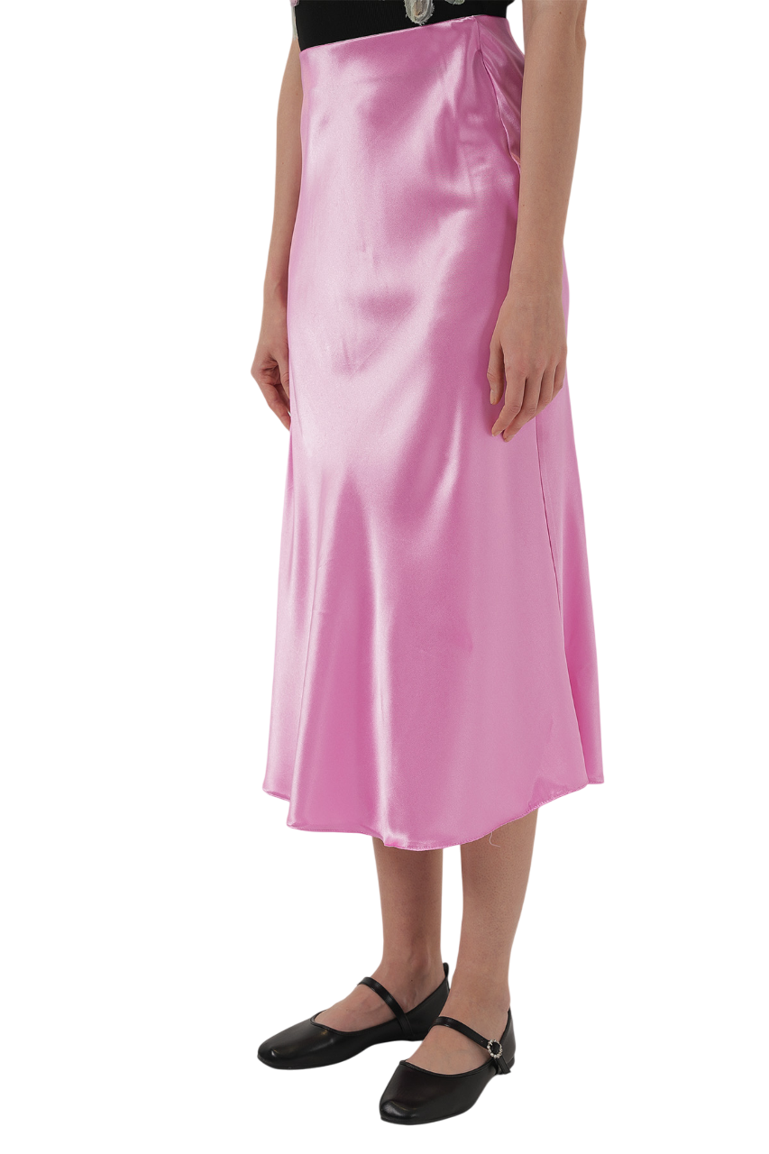 Jupe midi satinée : Bleue, verte ou rose - "Lola"