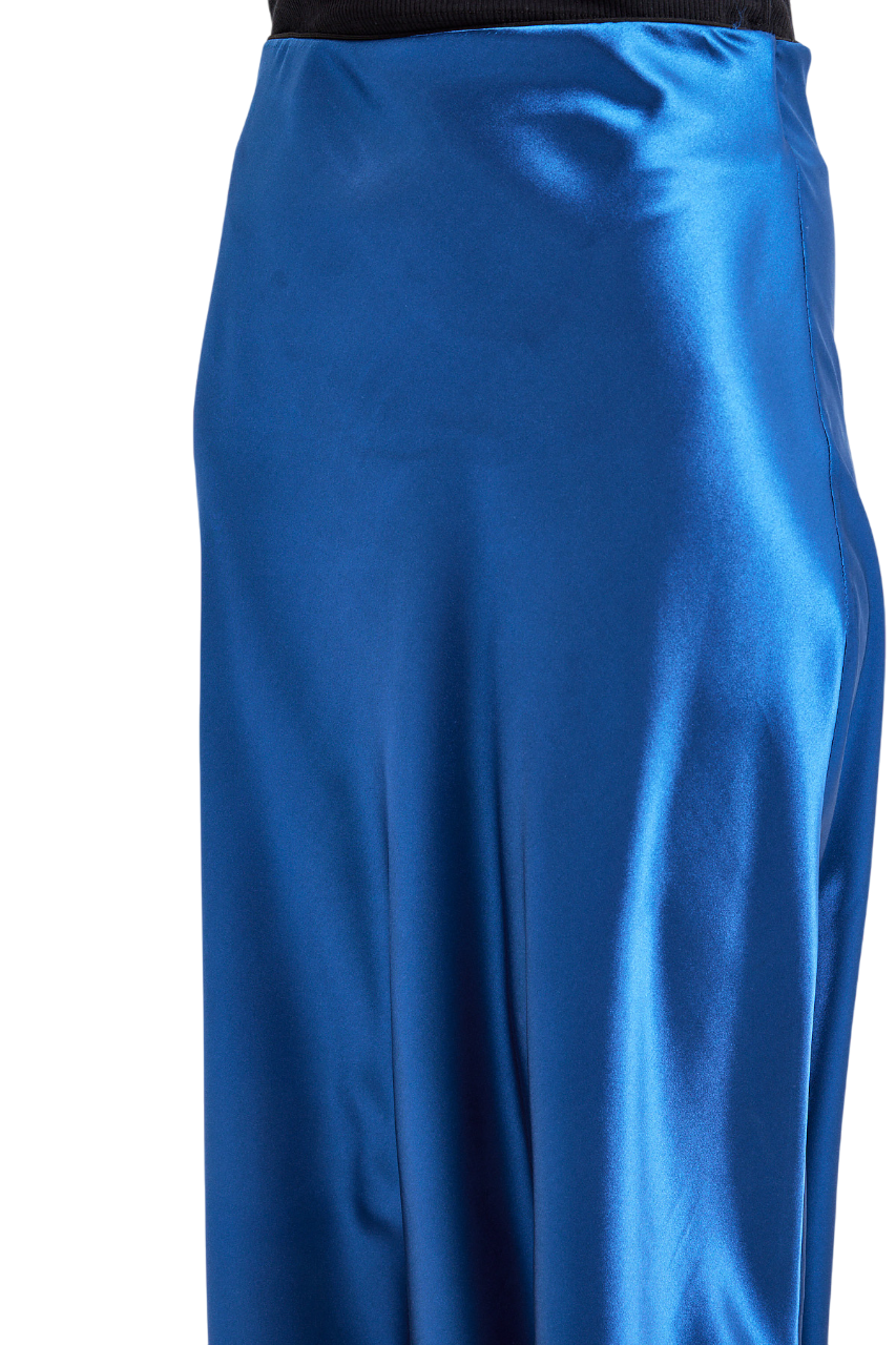 Jupe midi satinée bleue - "Lola"